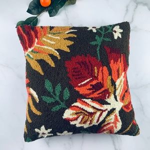 Tapestry textured throw pillow leaves zippered
